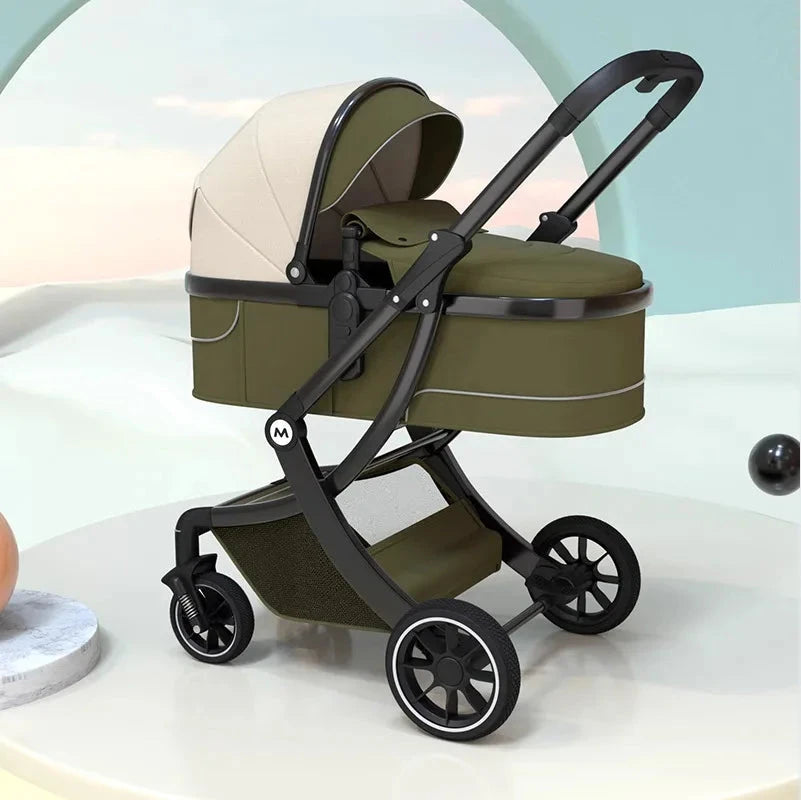 2025 New High-view Baby Stroller Can Sit or Lie Down, Lightweight and Foldable, Two-way Shock Absorption, Newborn Baby Hand Push GlowCart