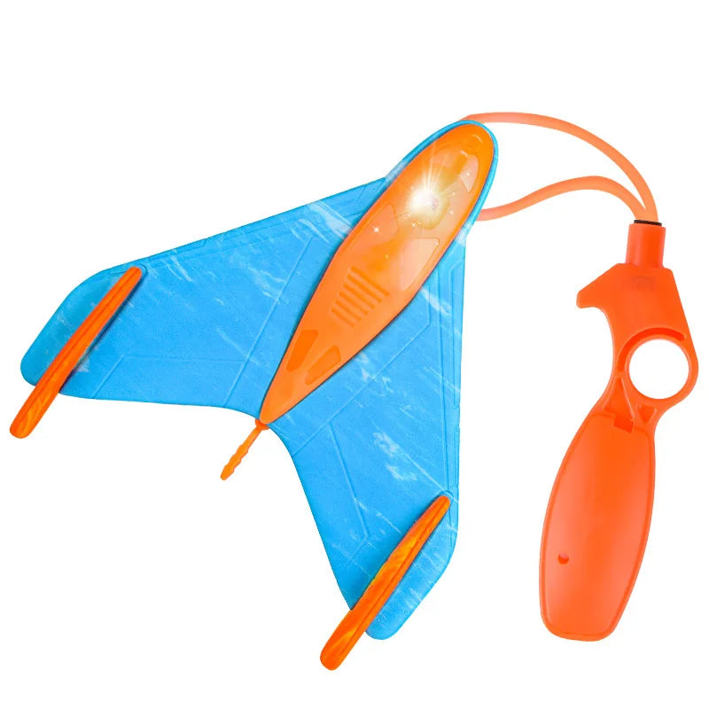 Foam Aircraft Light Flying Disc Toy Kid's Catapult EVA Boomerang Outdoor Game Flying Glider Slingshot Foam Plane Toys Safety GlowCart