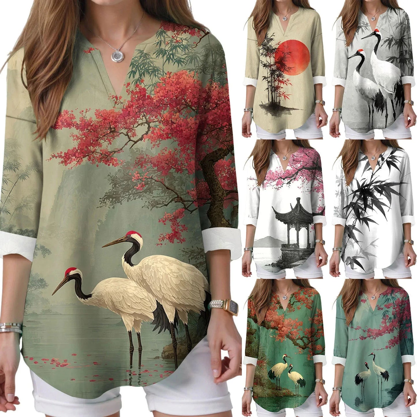 Womens Raglan Shirts 3/4 Sleeve Women Summer Light Shirt V GlowCart