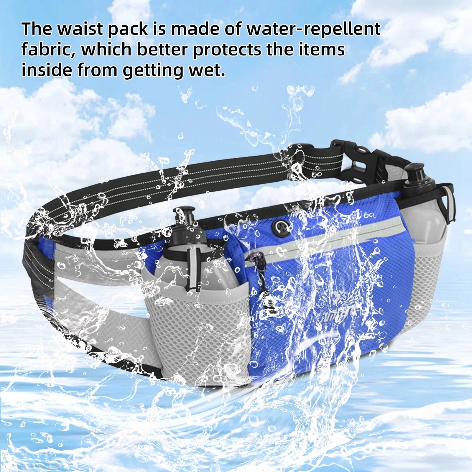 Running Belt Waist Pack Hydration Waist Pack Water Resistant Breathable Runners Belt Water Bottle Fanny Pack for Hiking Camping GlowCart