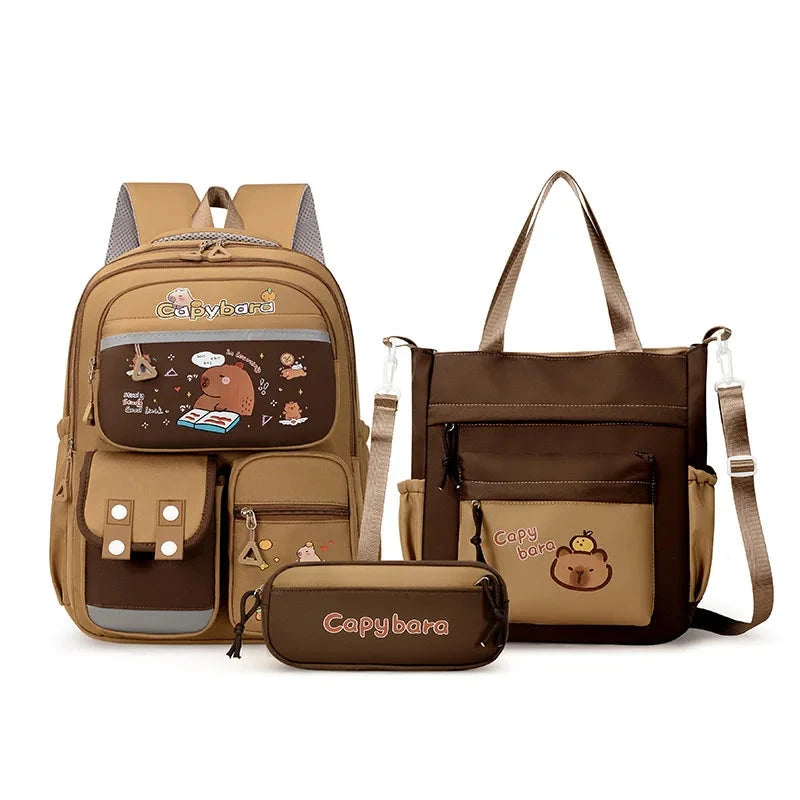 Kawaii Capybara School Backpack for Girls School Bags Set GlowCart
