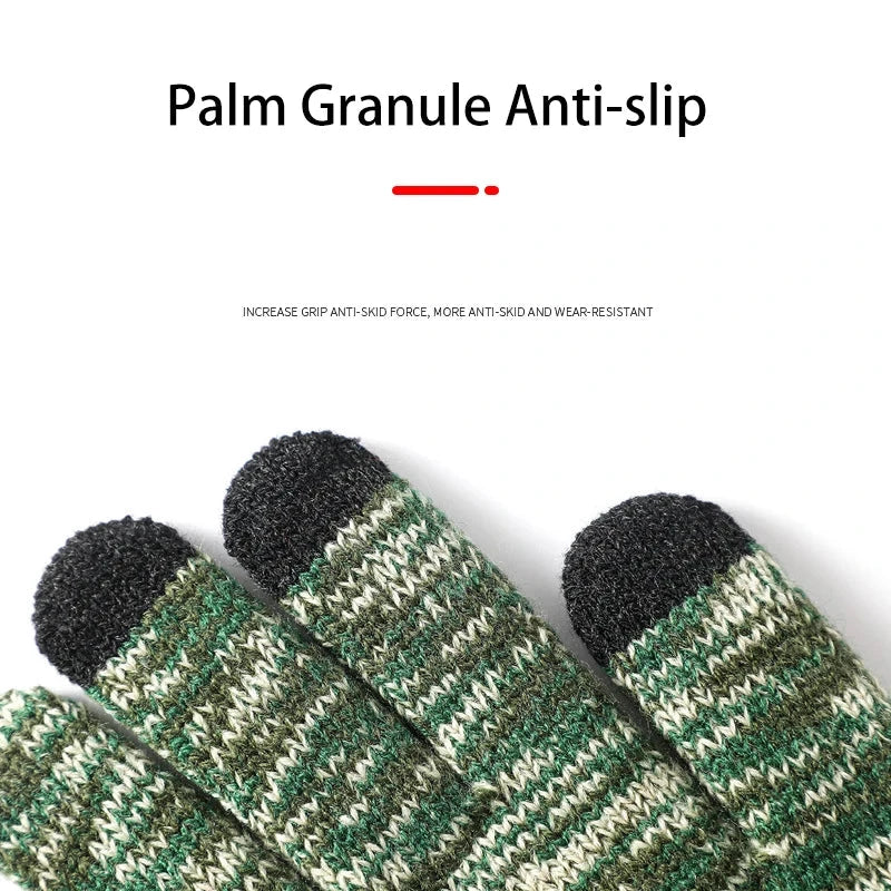 Winter Gloves for Men Knitted Large Size Warm Gloves Cycling Male Office Fleece Non-slip Touch Screen Acrylic Soft Thick Gloves GlowCart