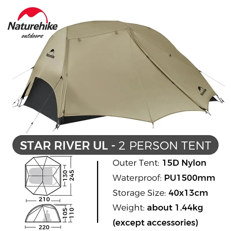Naturehike Camping Tent Star River UL 2 People Tent 15D GlowCart