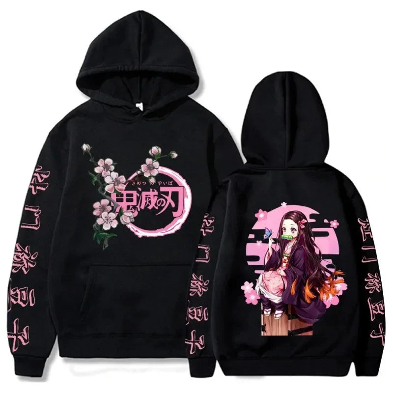Harajuku Demon Slayer Plus Size Hoodie Kamado Nezuko Graphic GlowCart