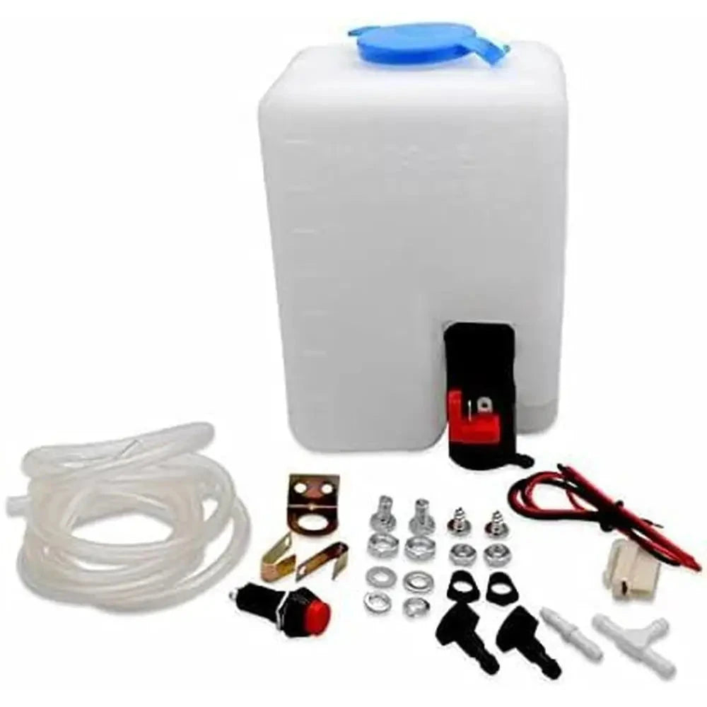 12V 1.2-liter Universal Windscreen Washer Bottle Tank Pump Wiper Reservoir Kit Fluid Nozzle Sprayer Car Windshield Clean Tools GlowCart
