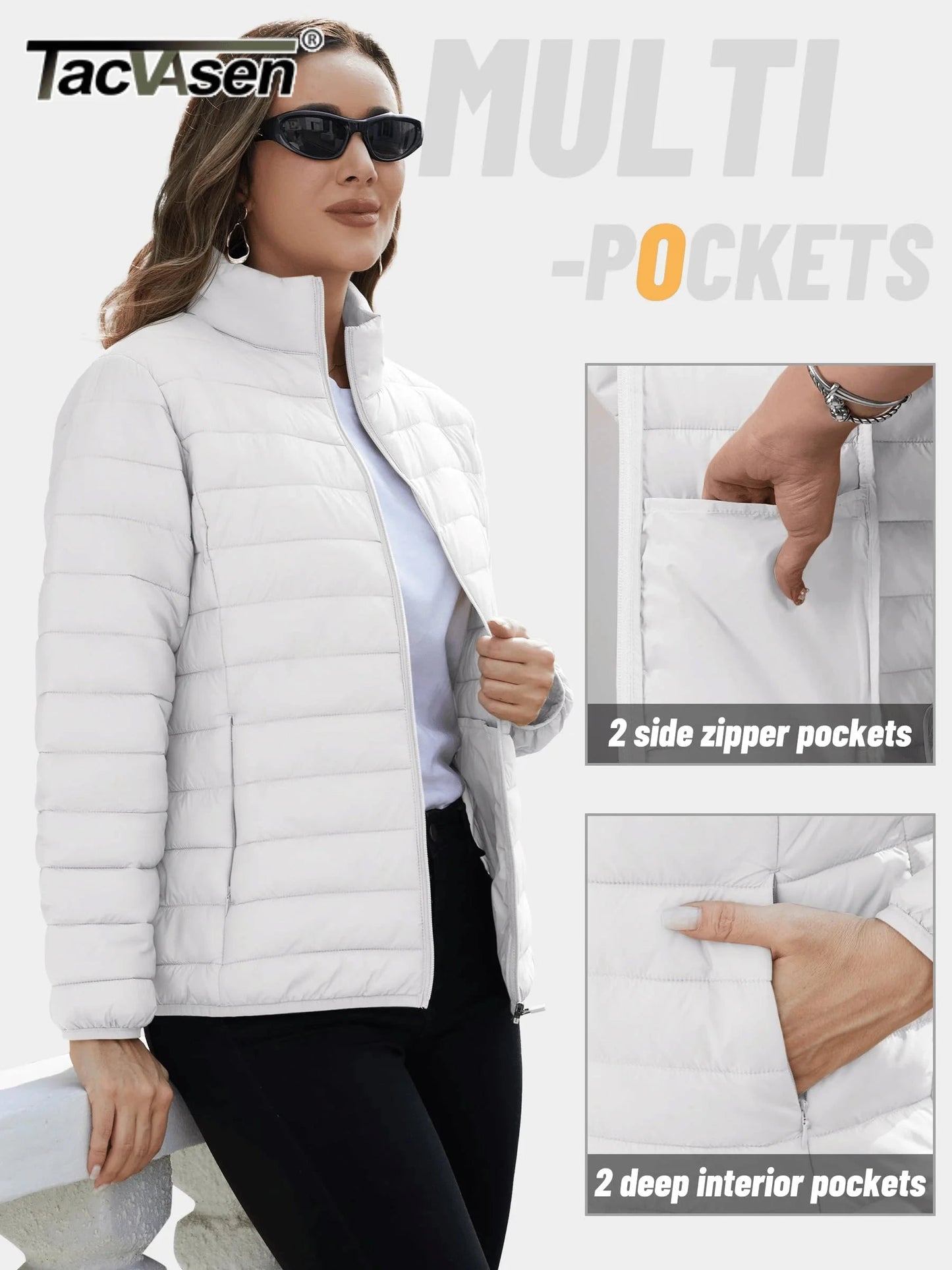 TACVASEN Winter Quilted Puffer Jackets Womens Lightweight GlowCart