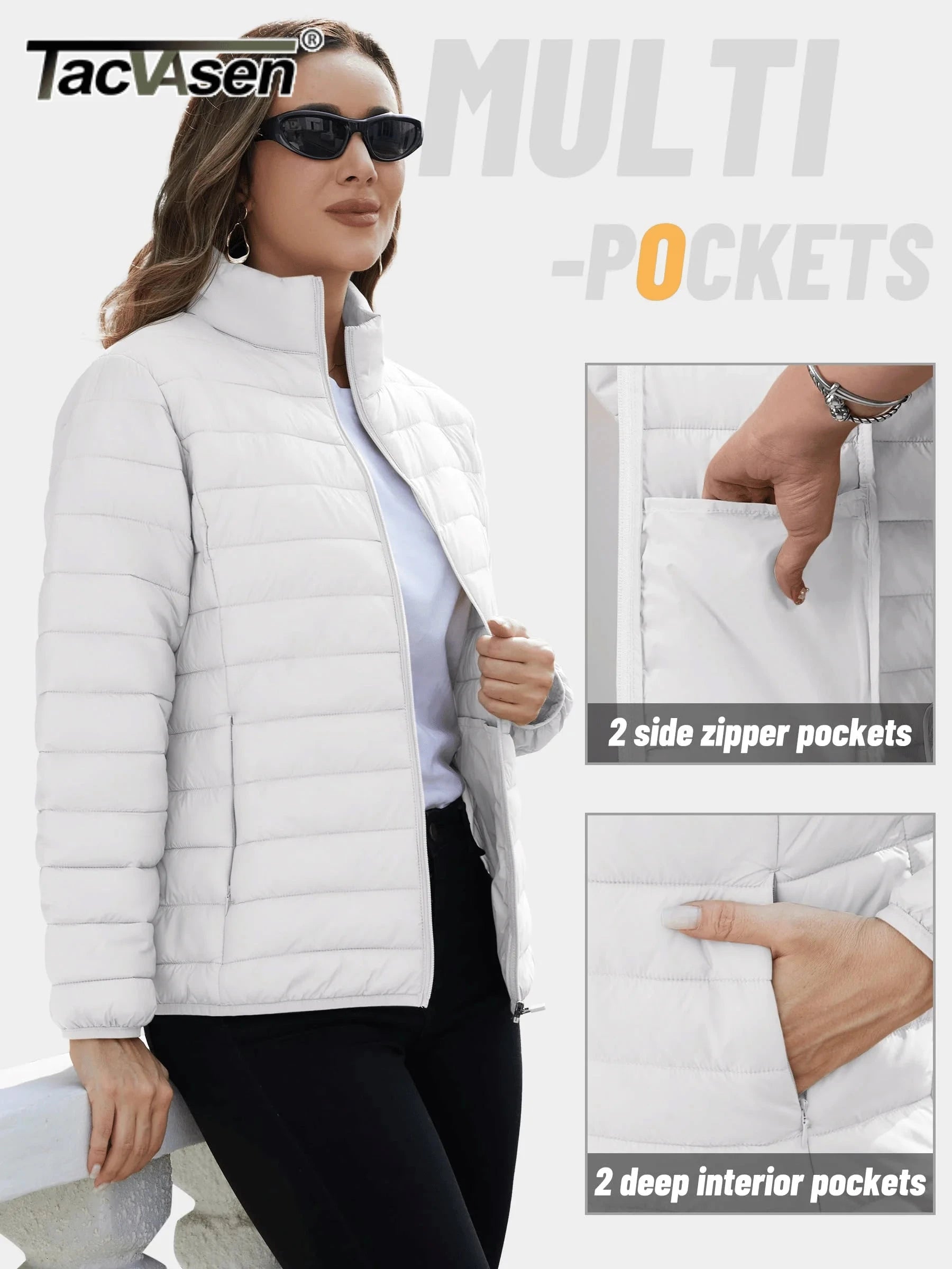 TACVASEN Winter Quilted Puffer Jackets Womens Lightweight GlowCart