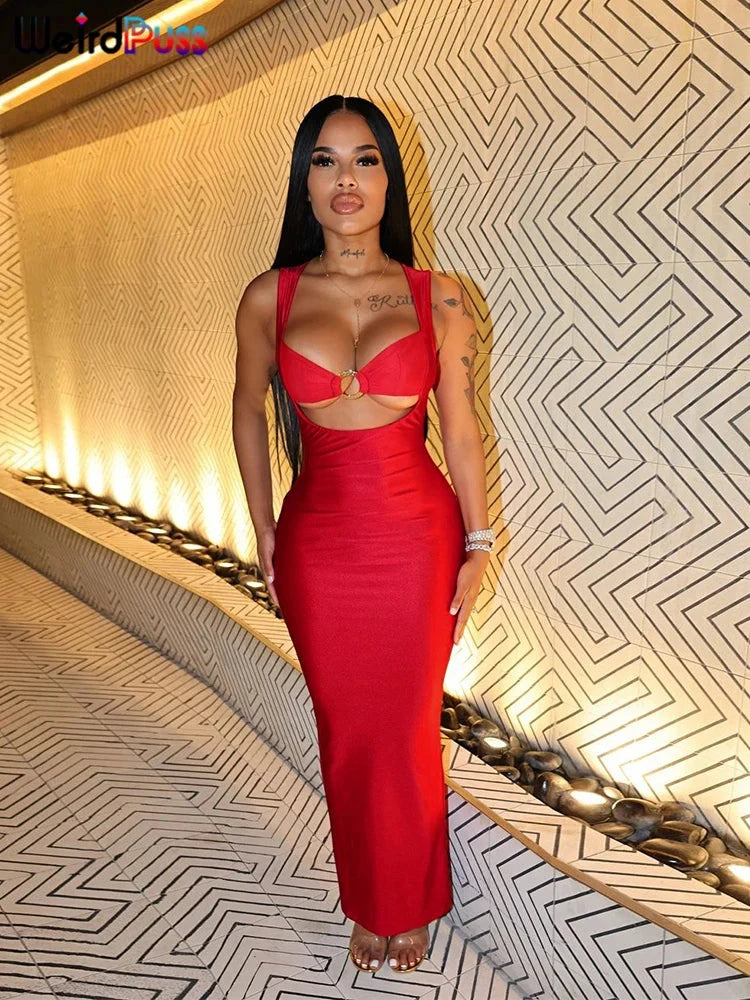 Weird Puss Sexy Party Dress Women Ring Clasp Chic Hollow GlowCart