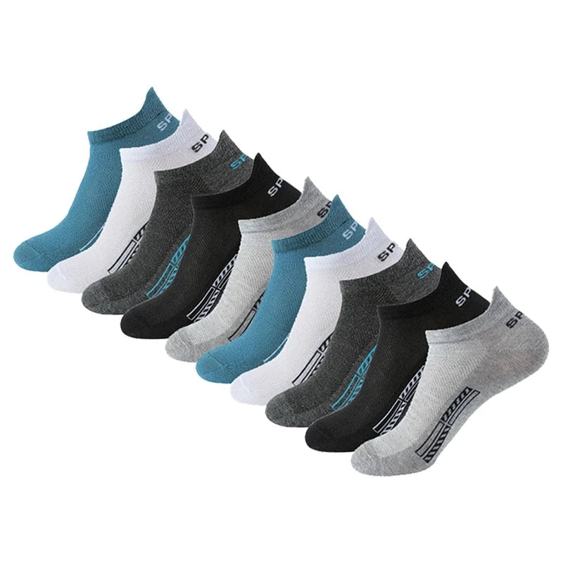 5/10 Pairs Cotton Men's Short Socks Crew Ankle Breathable Mesh Sports Casual Women Summer Low-Cut Thin Sock for Male GlowCart