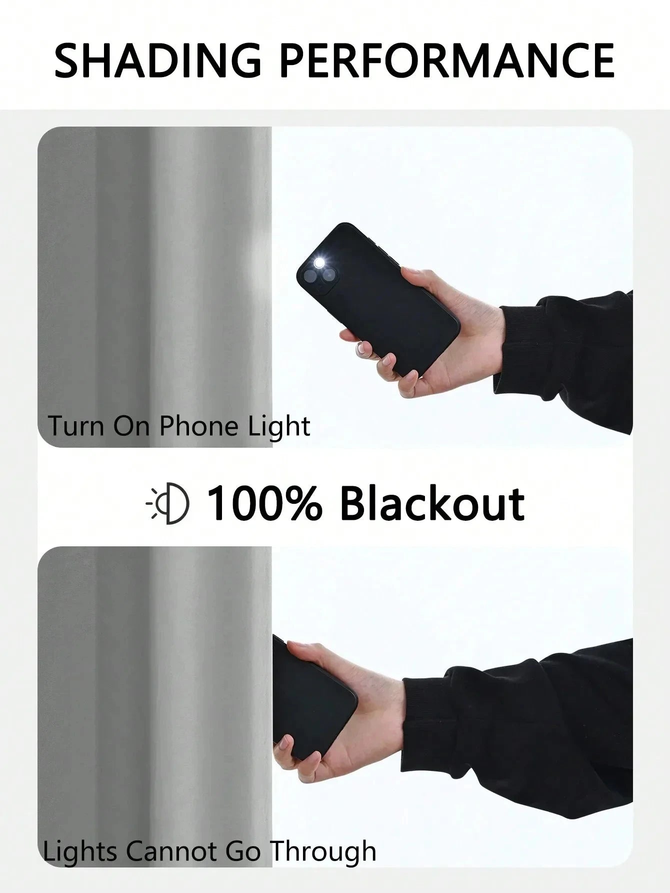 1pc Solid Blackout Curtains with Grommets, Total Privacy GlowCart