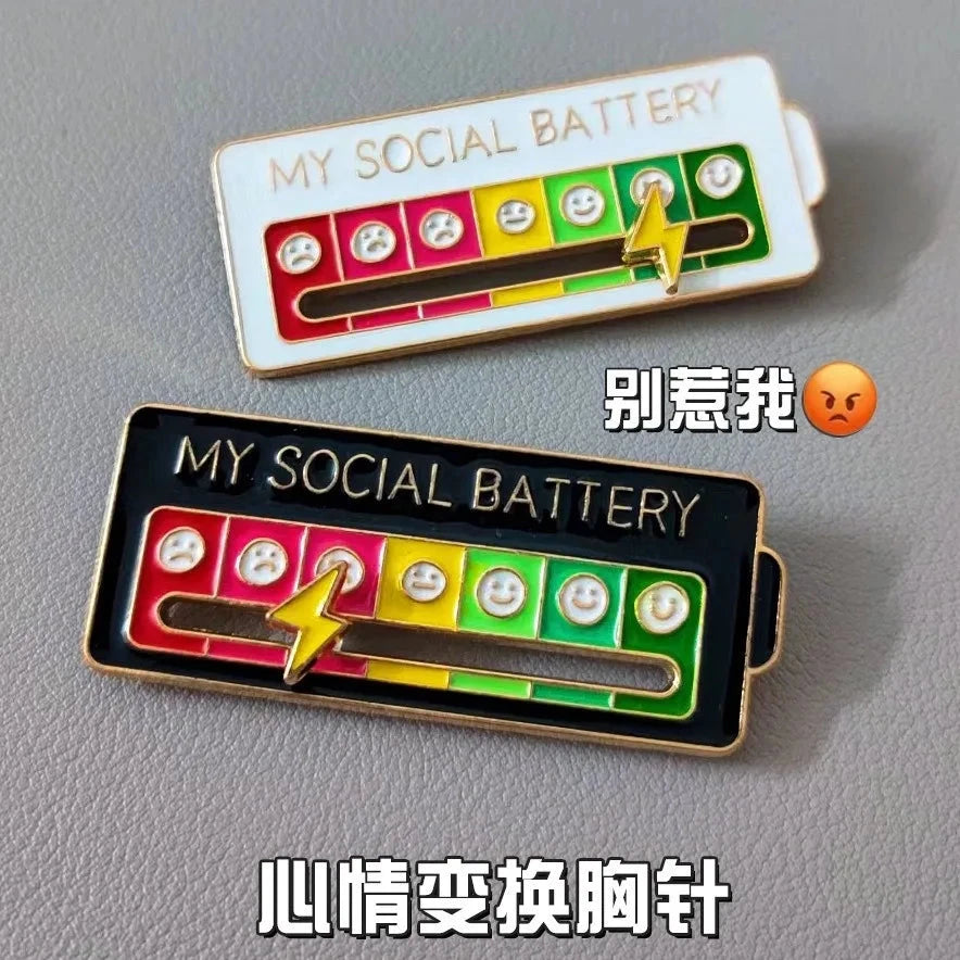 My Social Battery Lapel Pins For Backpacks Broche Enamel Pin GlowCart