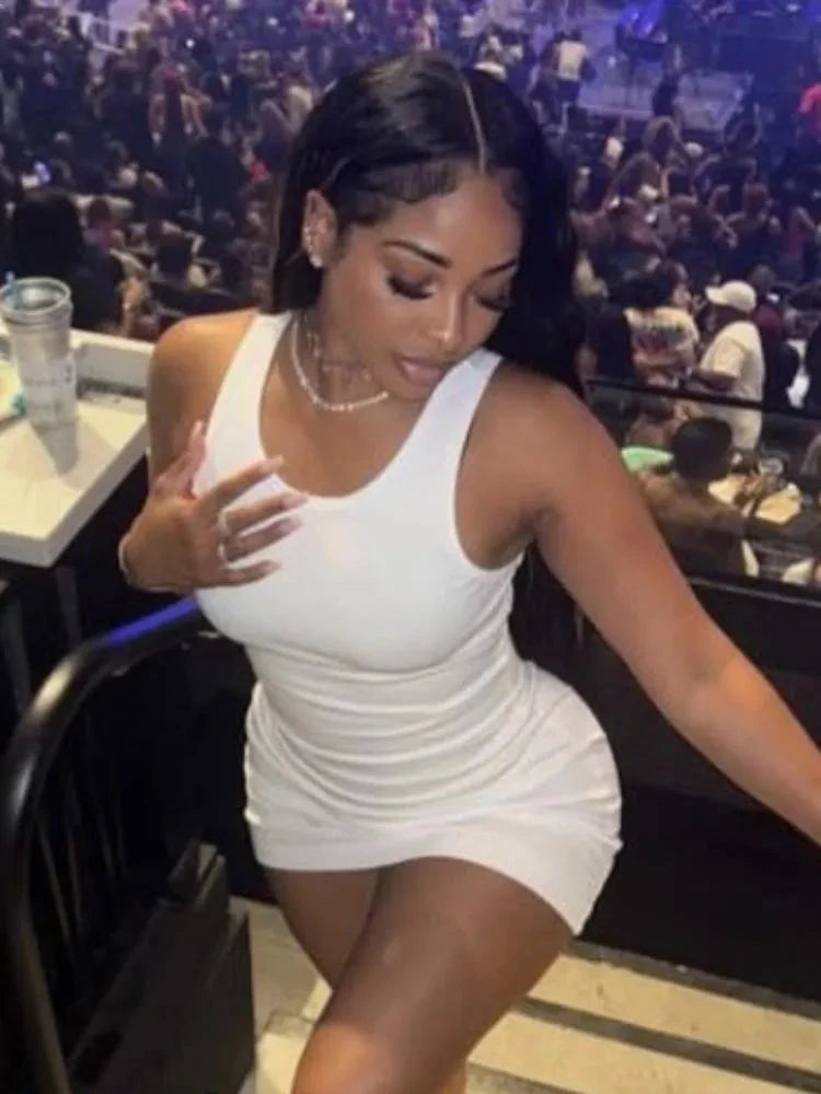 Joskaa Casual Solid Mini Tank Dress Women Summer Trend GlowCart