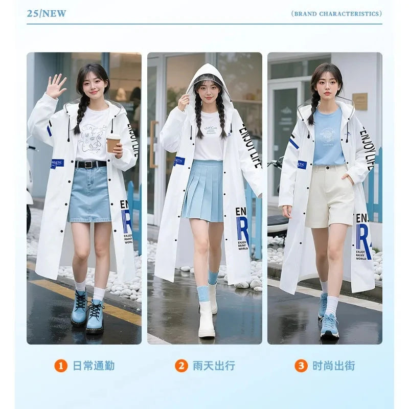 Thick Student Long Raincoat Hooded for Men Women Waterproof GlowCart