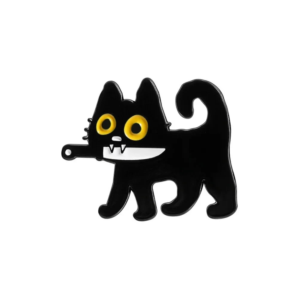 Ew,People Funny Black Cat Enamel Pin Brooches For Women GlowCart