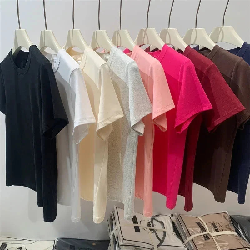 2025 Summer T Shirts For Women High Quality Solid Casual GlowCart