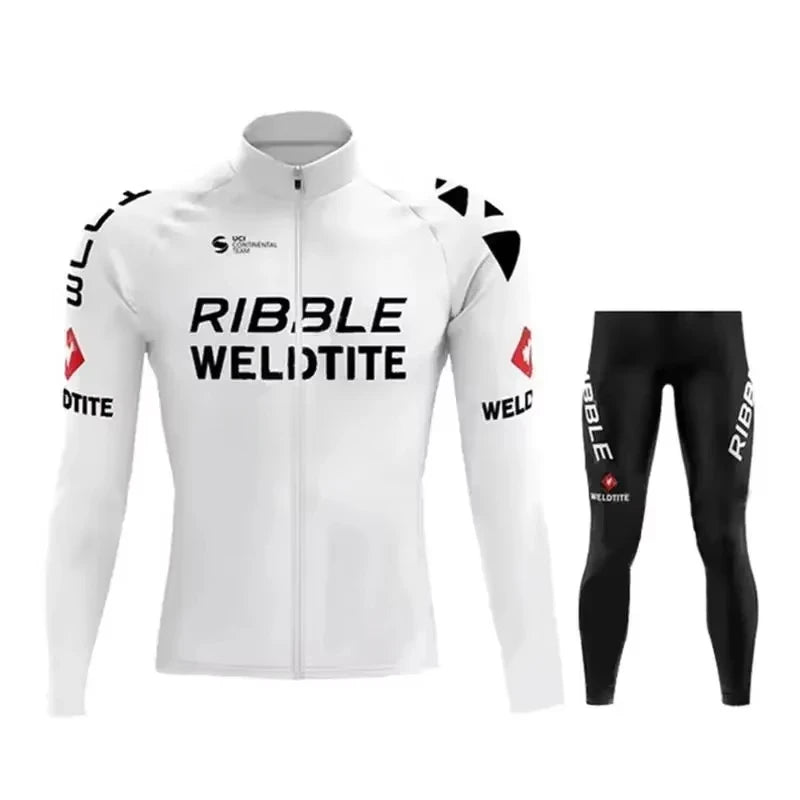 White  Cycling Jersey Set Ribble Weldtite Cycling Clothing Autumn Men Road Bike Shirt Bicycle Tights Mtb Maillot Culotte GlowCart
