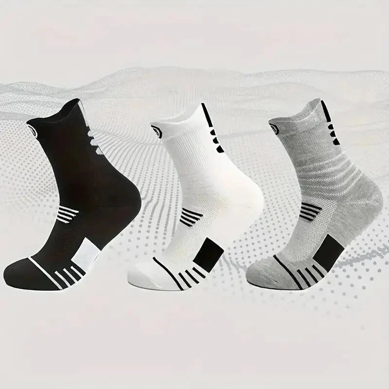 3 Pairs Men's Comfort Fit Cushion Performance Athletic Crew Socks For Outdoor Sports mens socks funny socks GlowCart