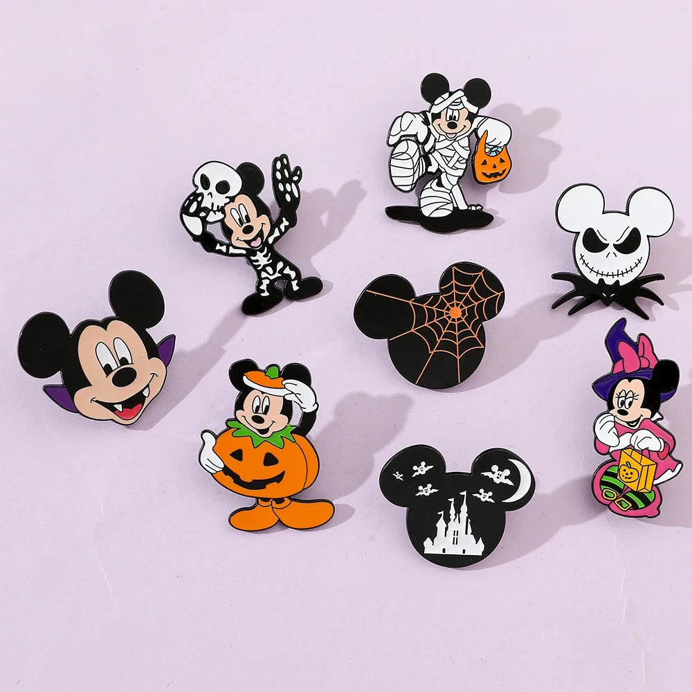 8 Pcs Hallowmas Spoof Character Brooch Cartoon Mickey Mouse GlowCart