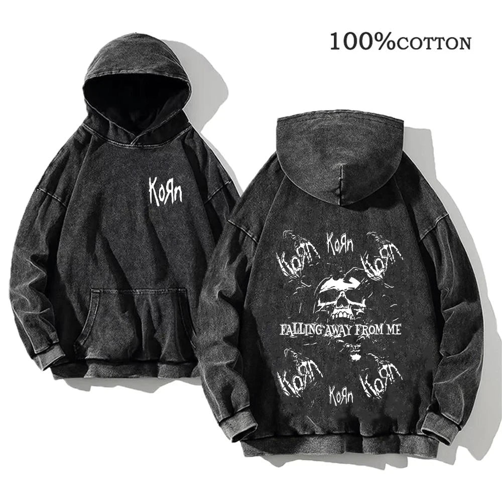Korn Rock Band World Tour Hoodies Vintage Washed Men's GlowCart