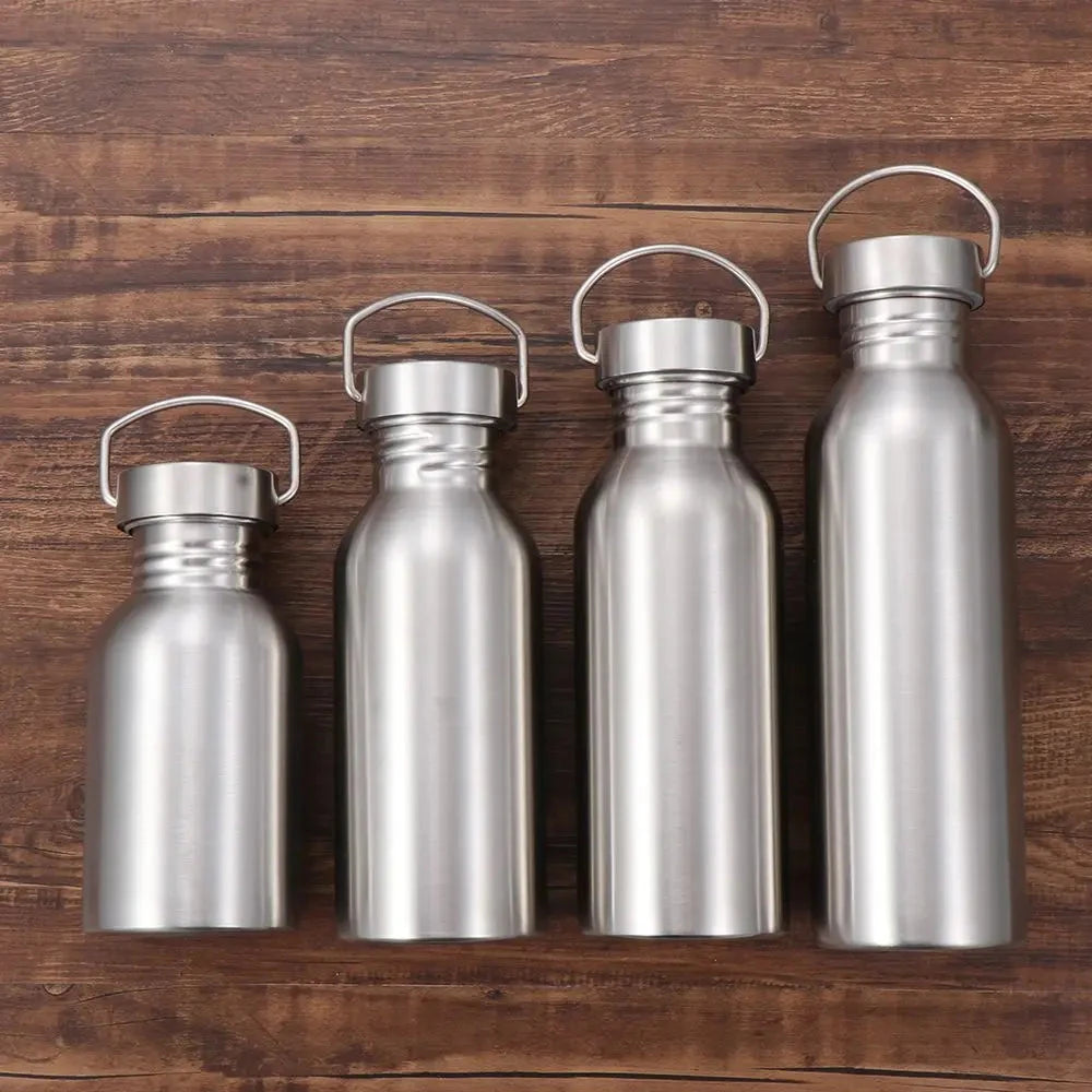 Stainless Steel  Sports Fitness Bicycle Water Bottle Leak-Proof Bottle Single Walled Insulated Metal Flask GlowCart