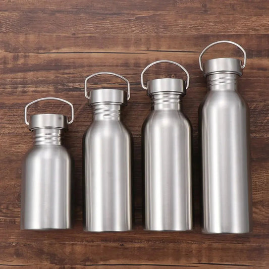 Stainless Steel  Sports Fitness Bicycle Water Bottle Leak-Proof Bottle Single Walled Insulated Metal Flask GlowCart