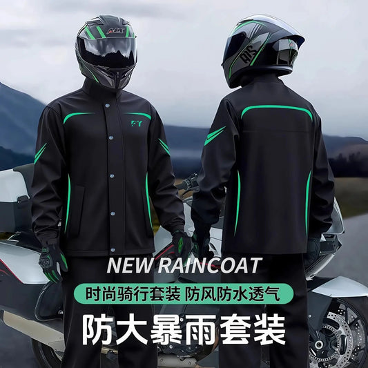 Fashionable Motorcycle Raincoat With Rain Pants Men's split GlowCart