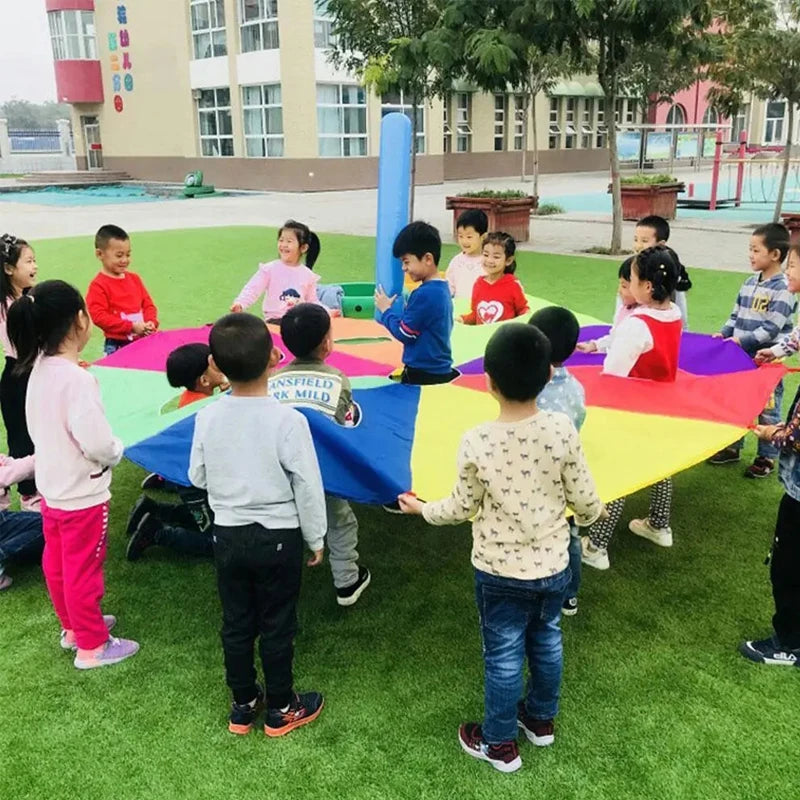 2M 3M Fun Play Rainbow Parachute For Kids Tent Cooperative Games Outdoor Toys For Children Team Building Exercise Activities GlowCart