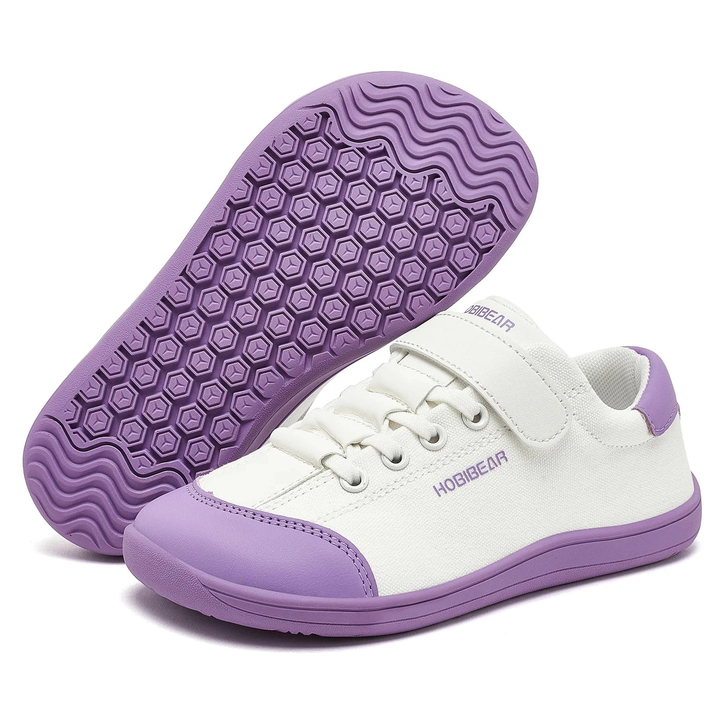 HOBIBEAR Boys Girls Barefoot Shoes Kids Wide Toe Minimalist Sneakers Lightweight Hook Loop Artificial Leather Fabric Shoes GlowCart