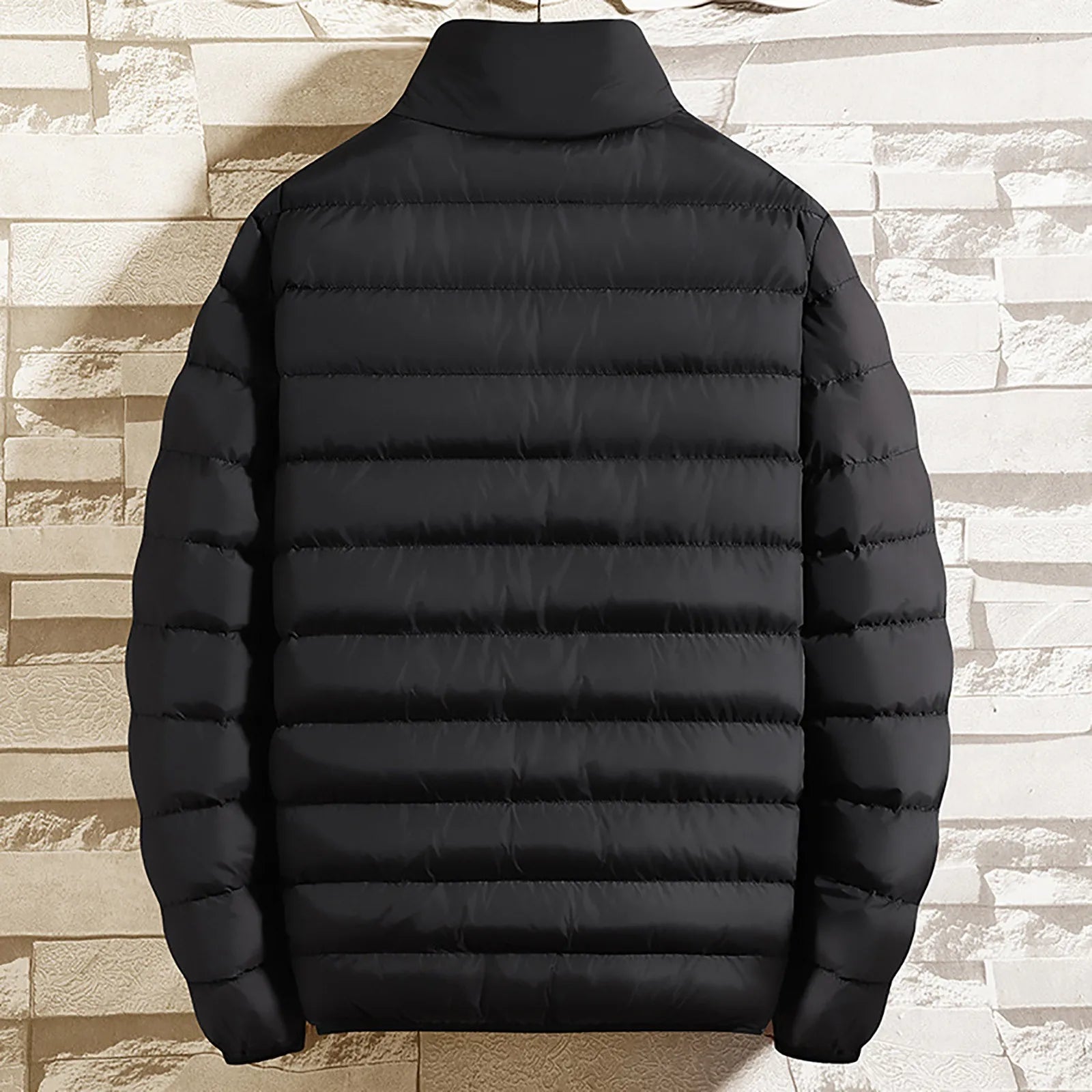 New Thickened Color Cotton Coats For Men Autumn And Winter Padding Jacket Stand Collar Zippered Cardigan Temperament Coat GlowCart