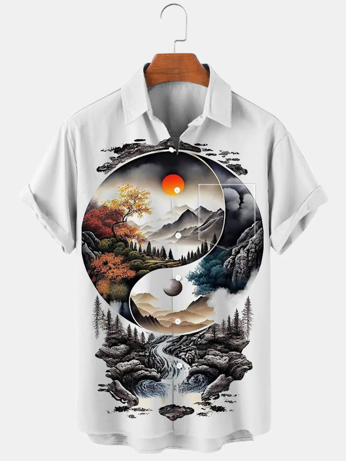 New Hawaii Spring/Summer Fashion Leisure Street Walk Tourist Beach Printed Full Open Short Sleeve Button Shirt, Quick Shipping GlowCart