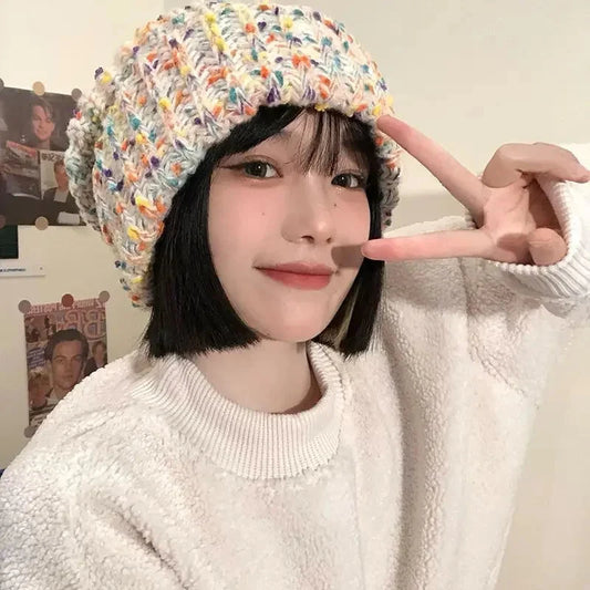 1pc Women's Beanie Hats For Autumn and Winter Worm Rainbow GlowCart