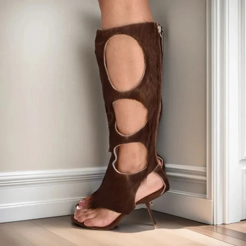 2025 New Luxury Women's Knee-High Boots | Real Horsehair GlowCart