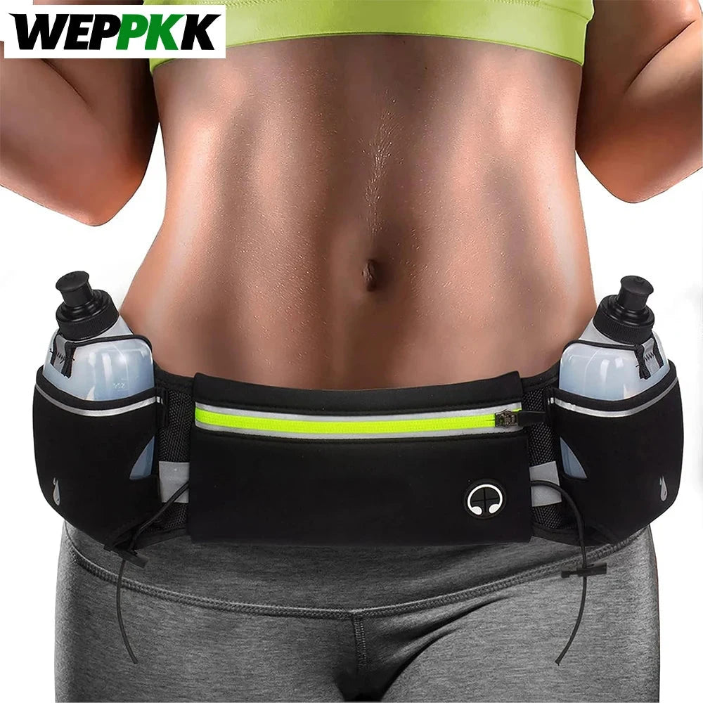 1PCS Running Belt with Water Bottles, Hydration Belt, Water Bottle Holder Running Pouch Belt, Waist Pack for Hiking Climbing GlowCart