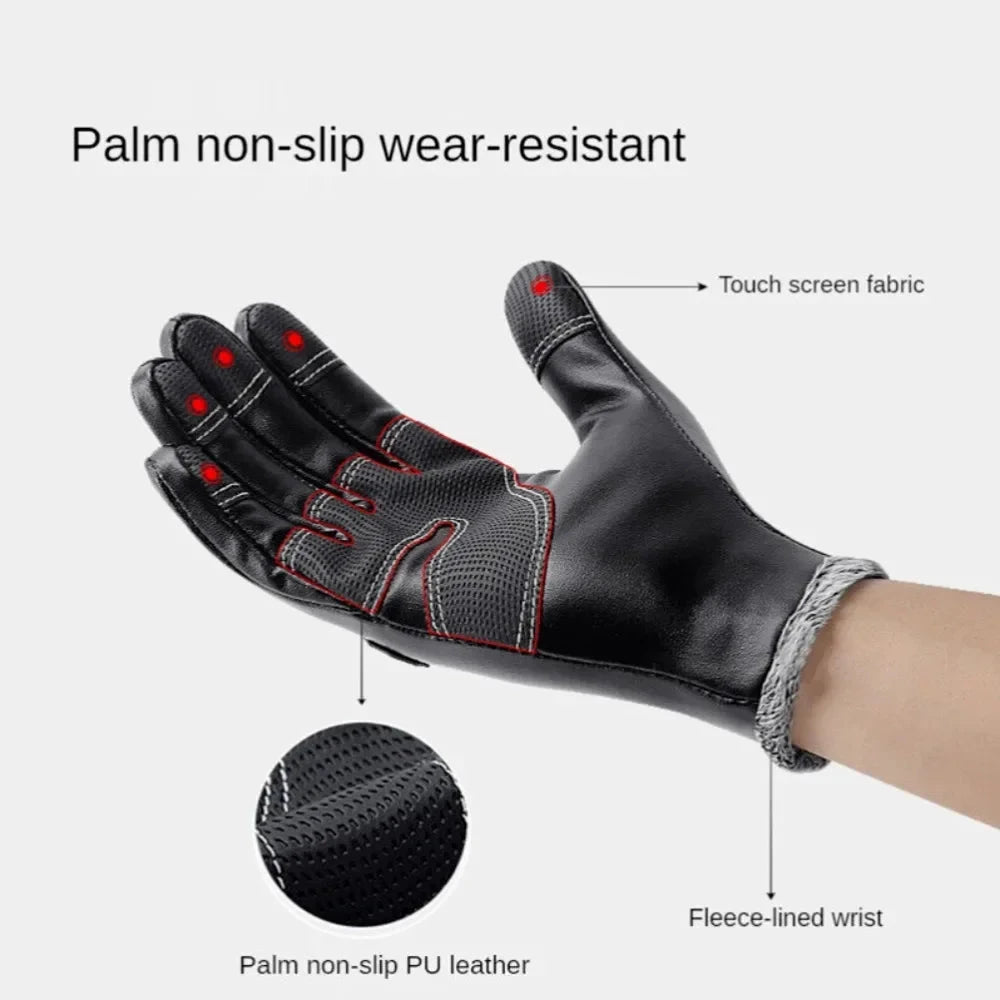 Winter Gloves Leather Thermal Windproof Waterproof  Warmer GlowCart