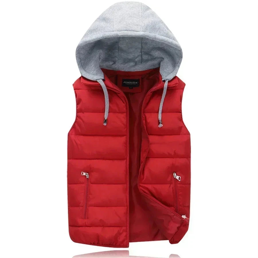 Men's Padded Vest Autumn Winter Hooded Jackets Outerwear GlowCart