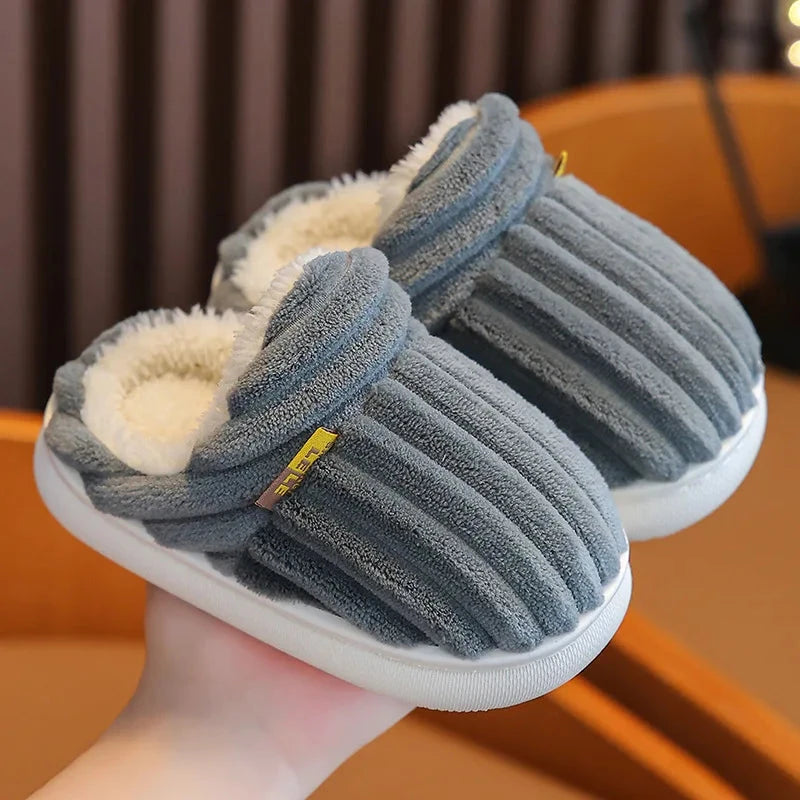 Smile Pop Winter Children's Cotton Slippers For Boys And Girls Non-slip Warm Slippers Children's Plush Home Baby Cotton Slippers GlowCart