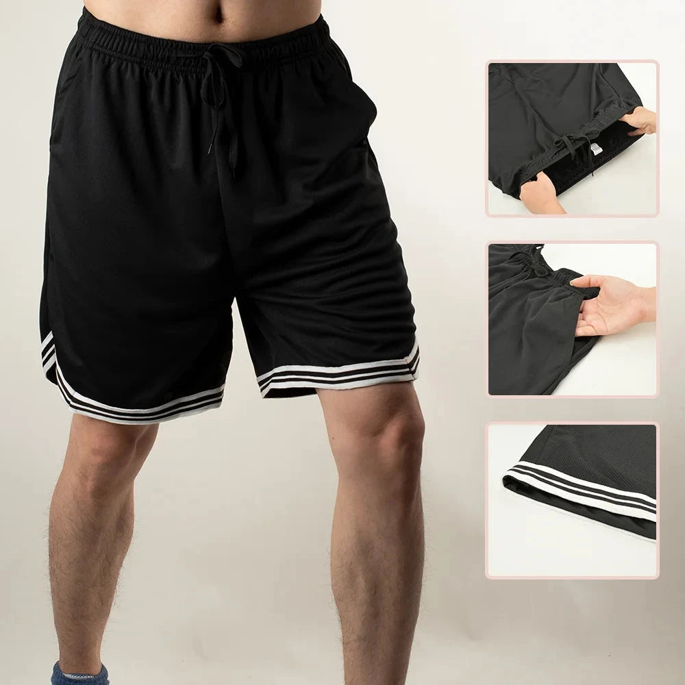 New Summer Men's Shorts Striped Loose Mesh Breathable GlowCart