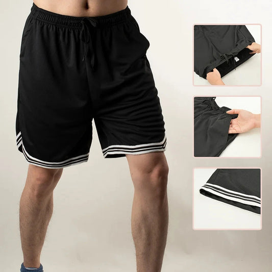 New Summer Men's Shorts Striped Loose Mesh Breathable GlowCart