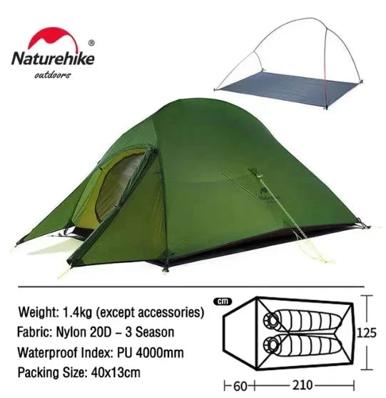 Naturehike Cloud Up 1 2 3 Person Camping Tent Ultralight GlowCart