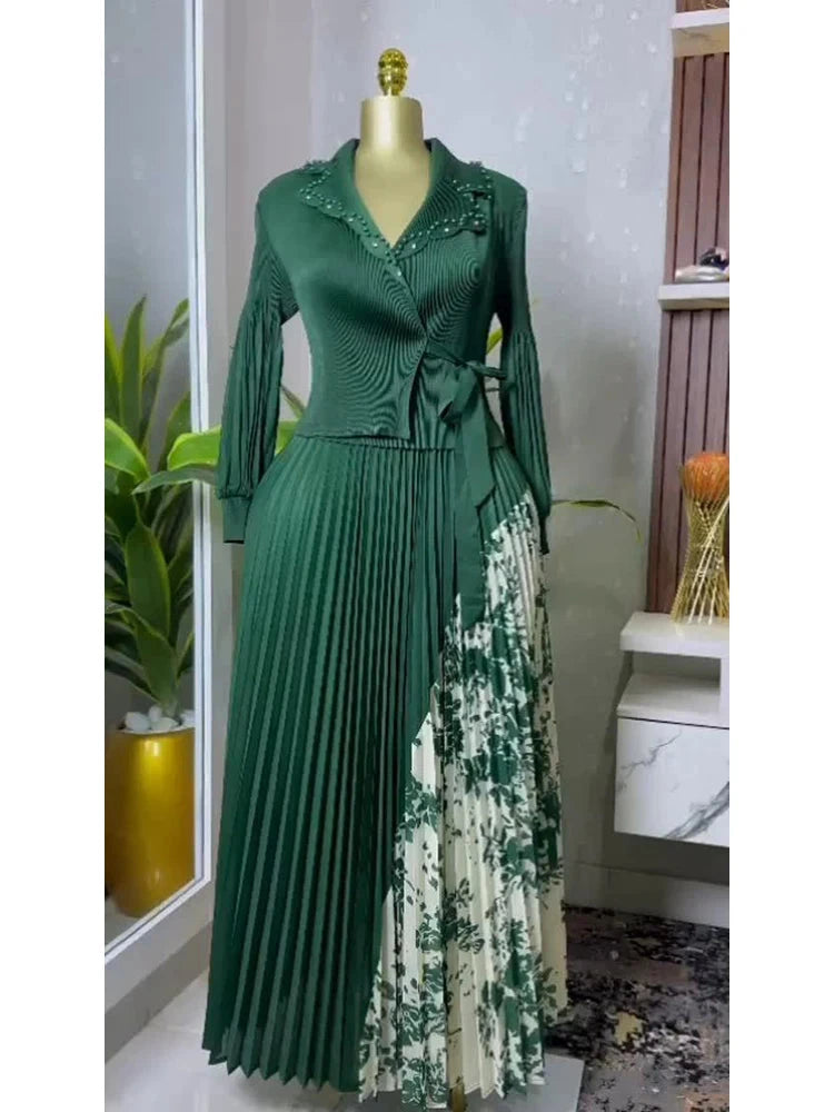 EGRM 2025 Spring New Pleated A-line Dress elegant Suit GlowCart