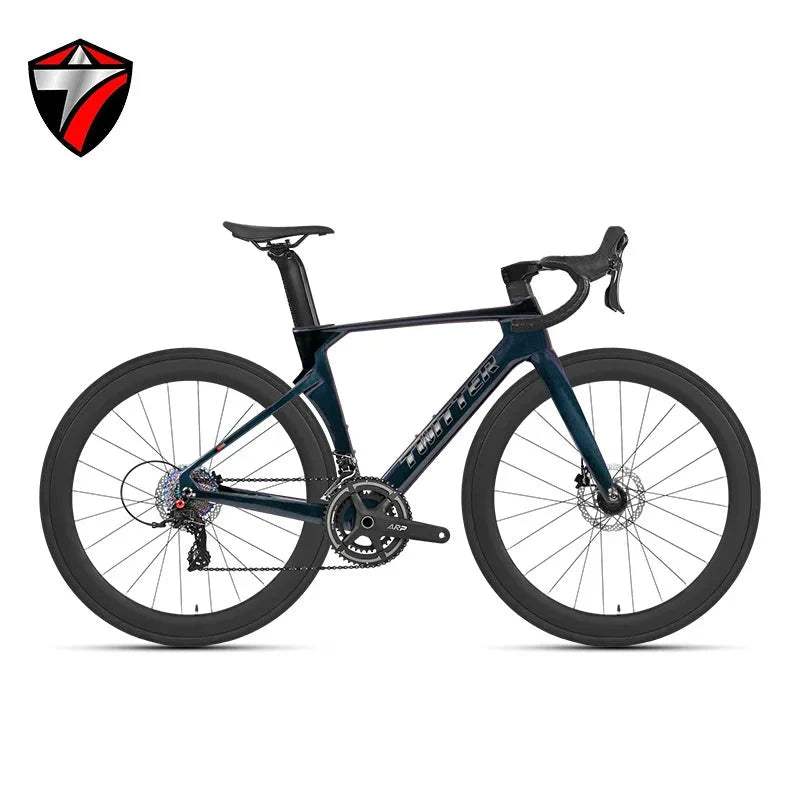 Twitter 700X28C Sensah 24 Speed Carbon Road Bike Hydraulic Disc Racing Bicycle With 50mm Carbon Wheelset inner Cables For Adults GlowCart