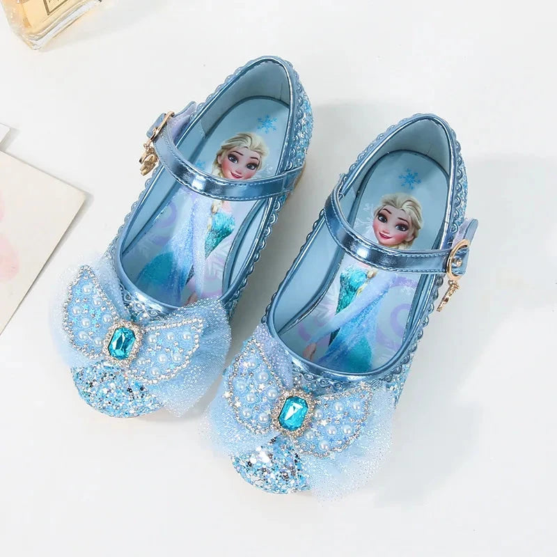 Disney Girls' Princess  Sandals Shoes Children's Shoes Elsa Children's Shoes Girls Fashion Baby Pink Blue High Heel Shoes Size GlowCart