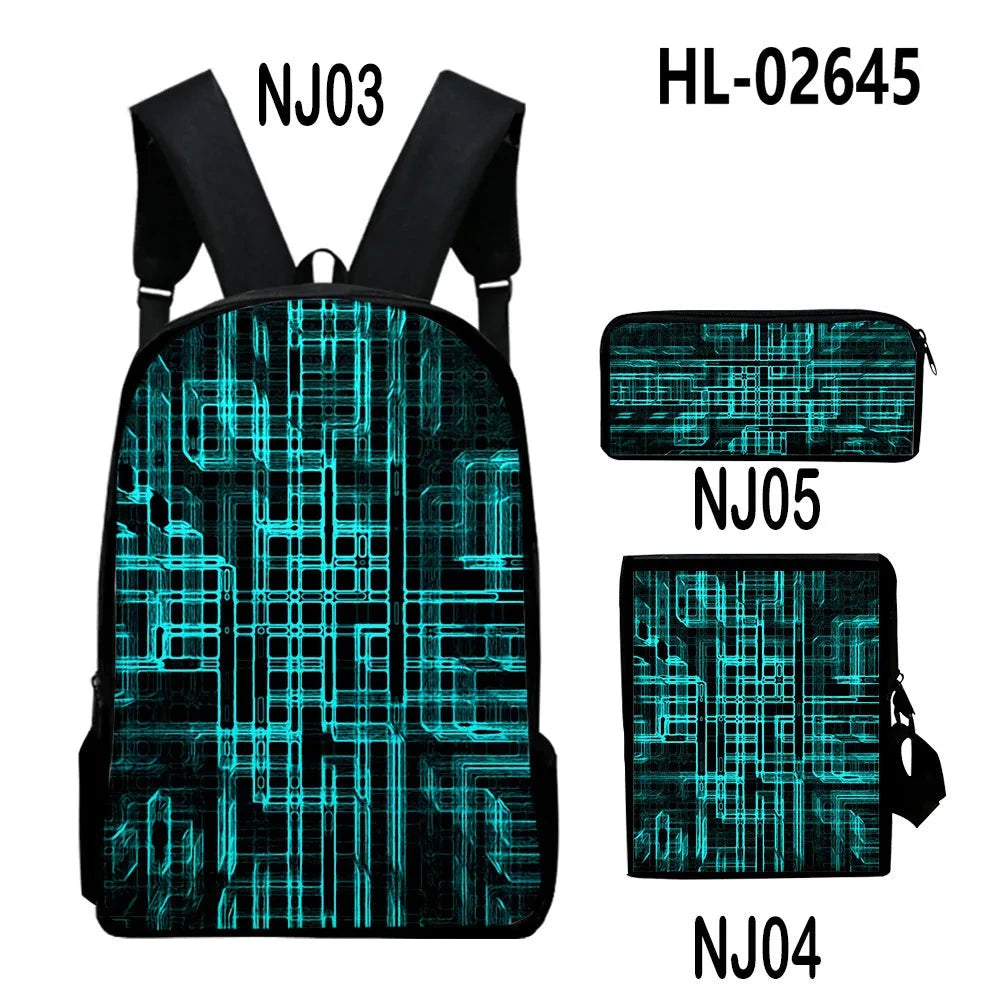 Fashion Youthful Technology style 3D Print 3pcs/Set Student GlowCart