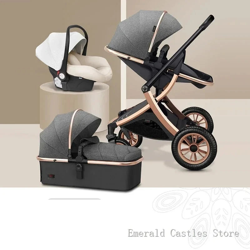 Baby stroller 3 in 1 High Landscape Stroller Reclining Baby Carriage with car seat Foldable Stroller Bassinet Puchair Newborn GlowCart