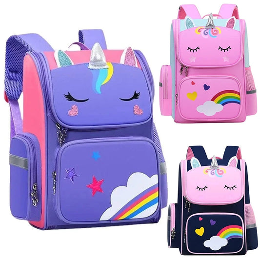 Kid Backpack for Girl Unicorn Children Bookbag Rainbow Eyes School Bag Teen Girl Backpack for Traveling Waterproof Mochilas GlowCart