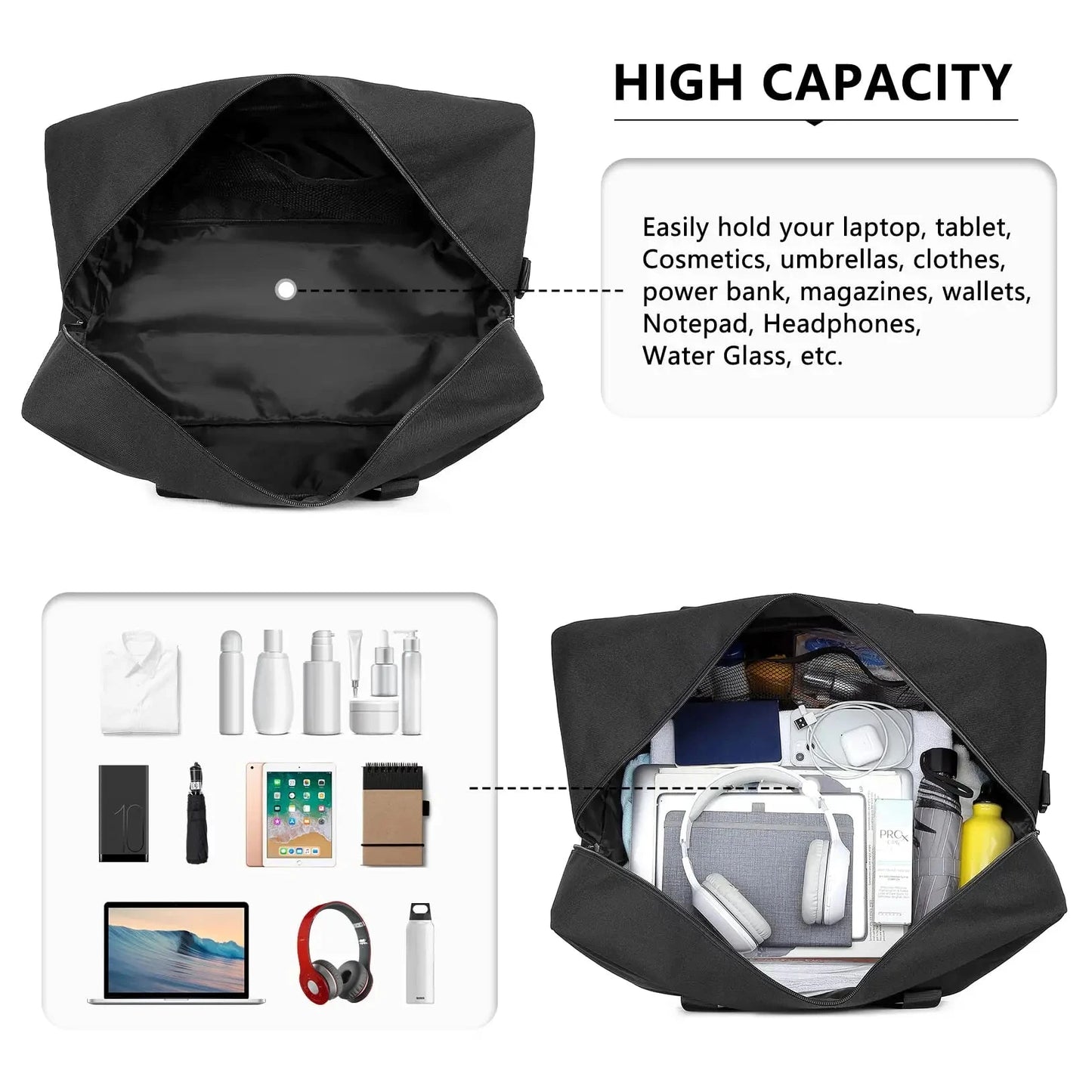 Kono 55x35x25 Carry On Luggage 48L Large Capacity Holdall GlowCart