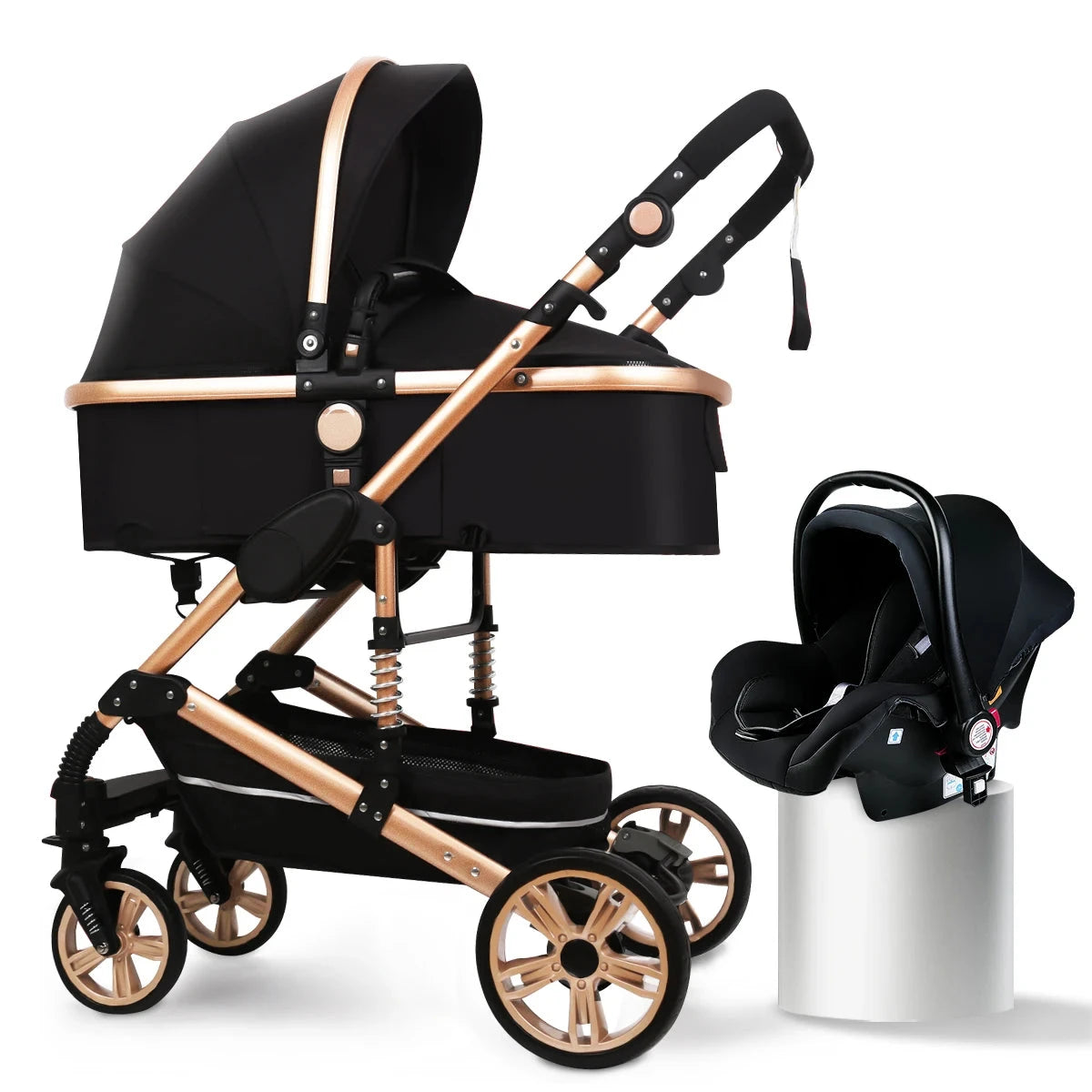 Baby Stroller ,Portable Baby Carriage,Fold Pram,Aluminum Frame High Landscape Stroller,for Newborn Baby trolley car seat GlowCart