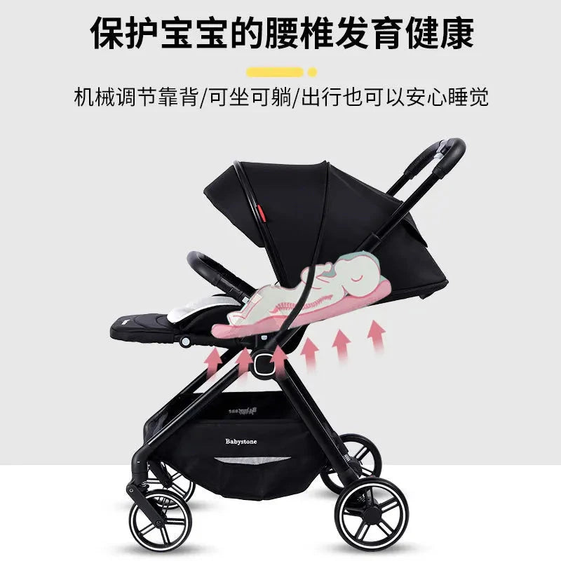Highview Baby Stroller Can Sit or Lie Down, Lightweight and Foldable, Newborn Baby Umbrella Stroller,Four-wheel Two-way Stroller GlowCart