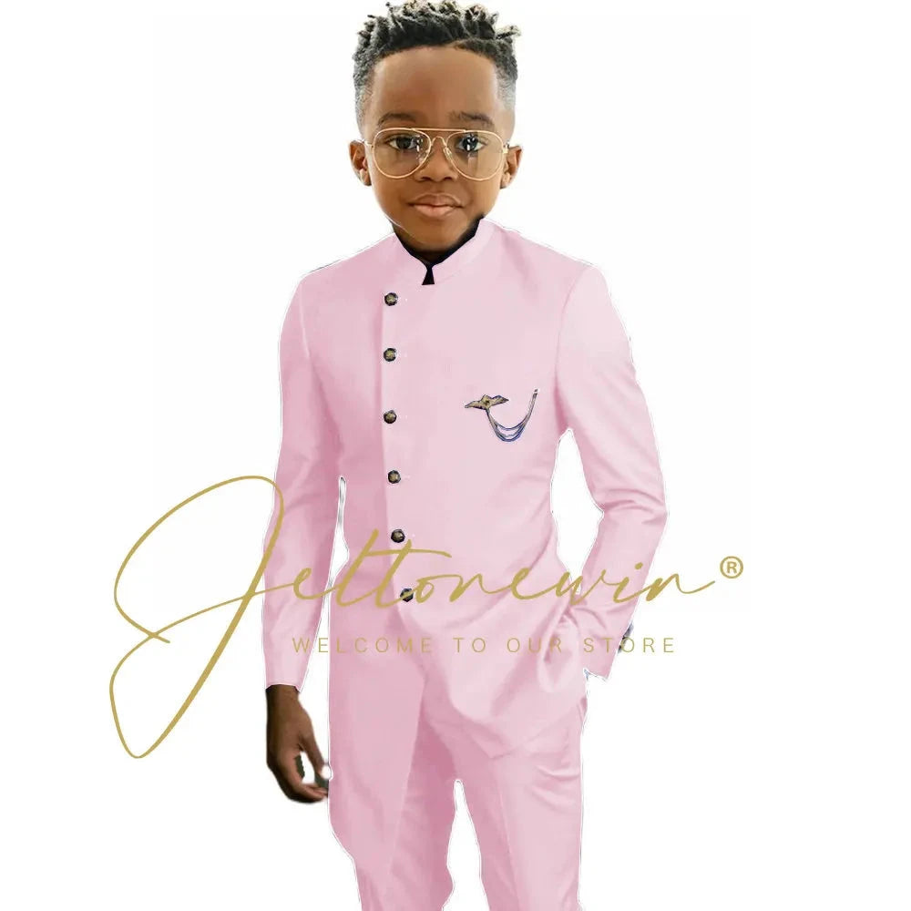 Royal Blue African Design Boys Suits Set For Wedding Formal Tuxedo Kids Costume Piano Performance Children Tailor Made GlowCart