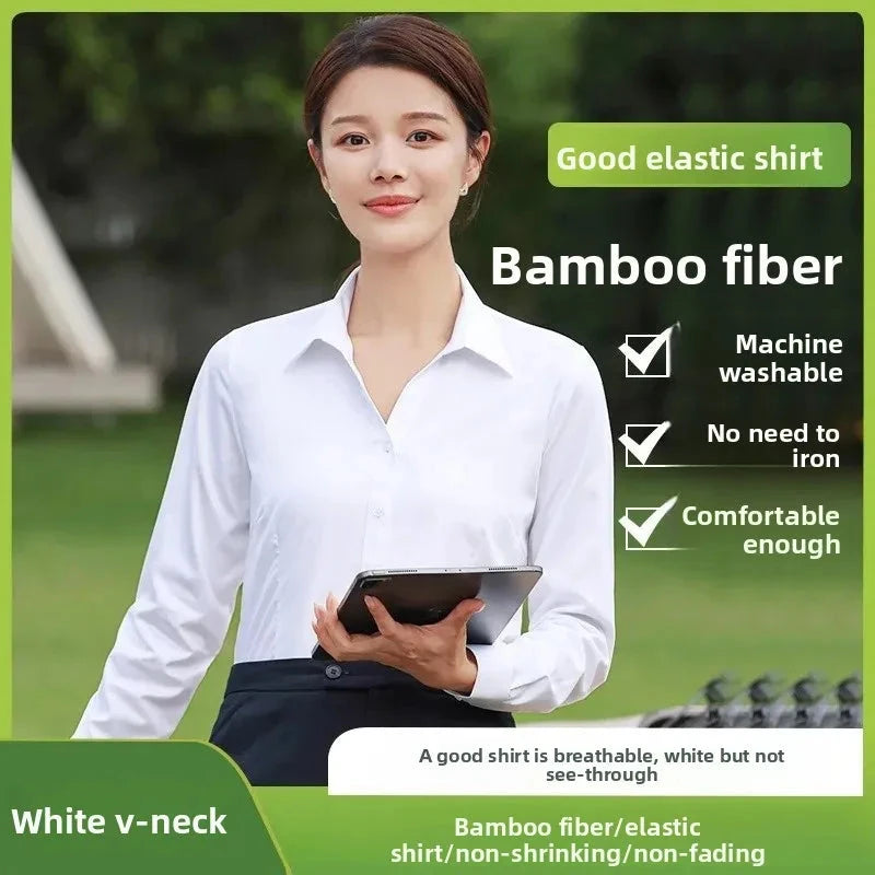 Plus Size Bamboo Fiber Elastic Work Shirt Extra Large plus GlowCart